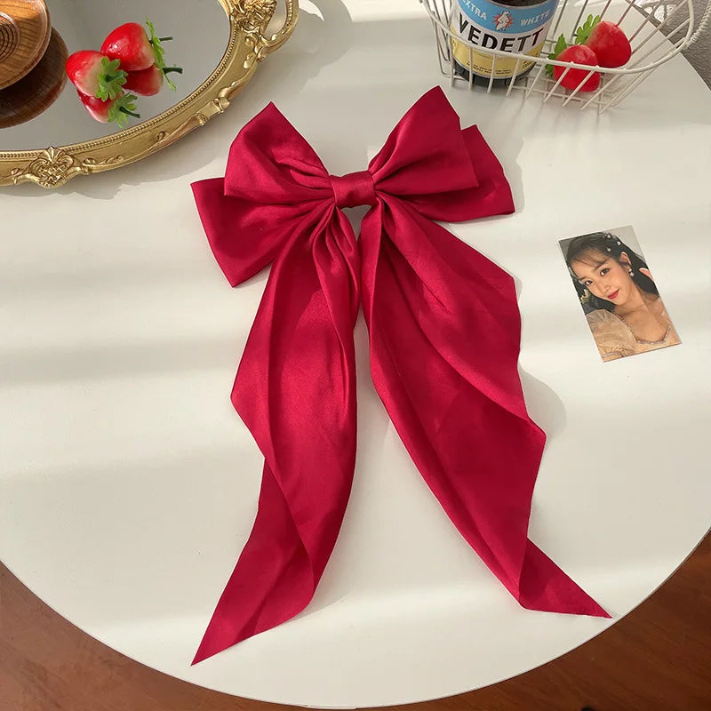 Solid Satin Bow Hair Clip