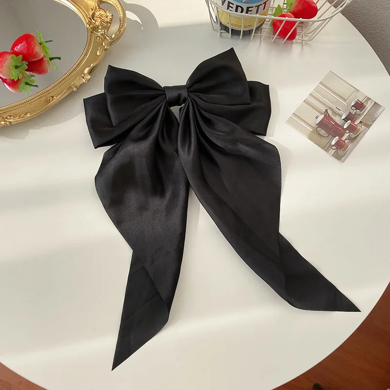 Solid Satin Bow Hair Clip