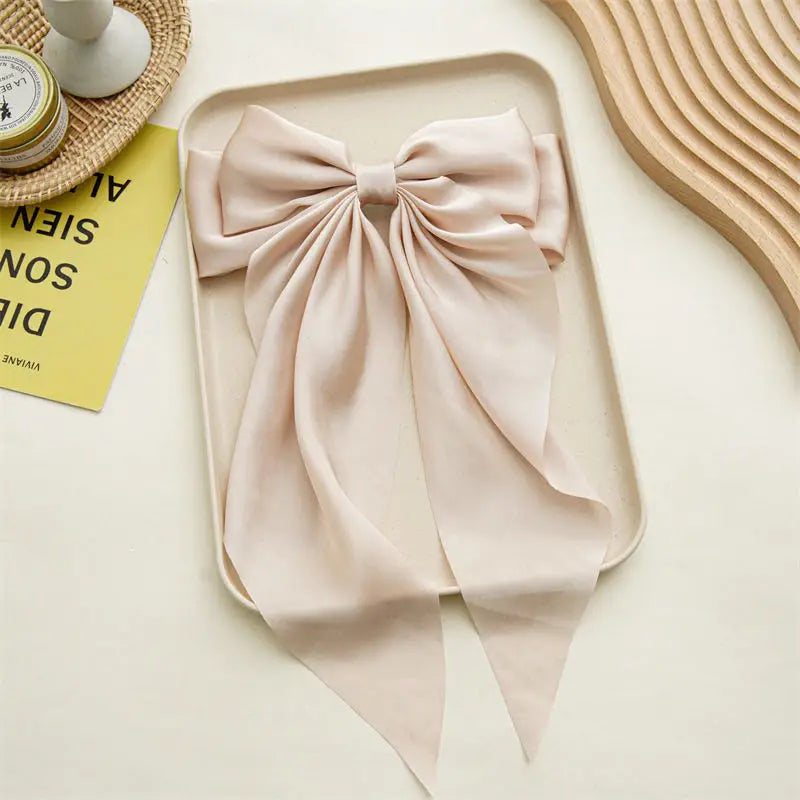 Solid Satin Bow Hair Clip