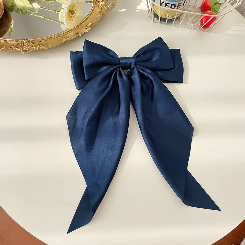 Solid Satin Bow Hair Clip