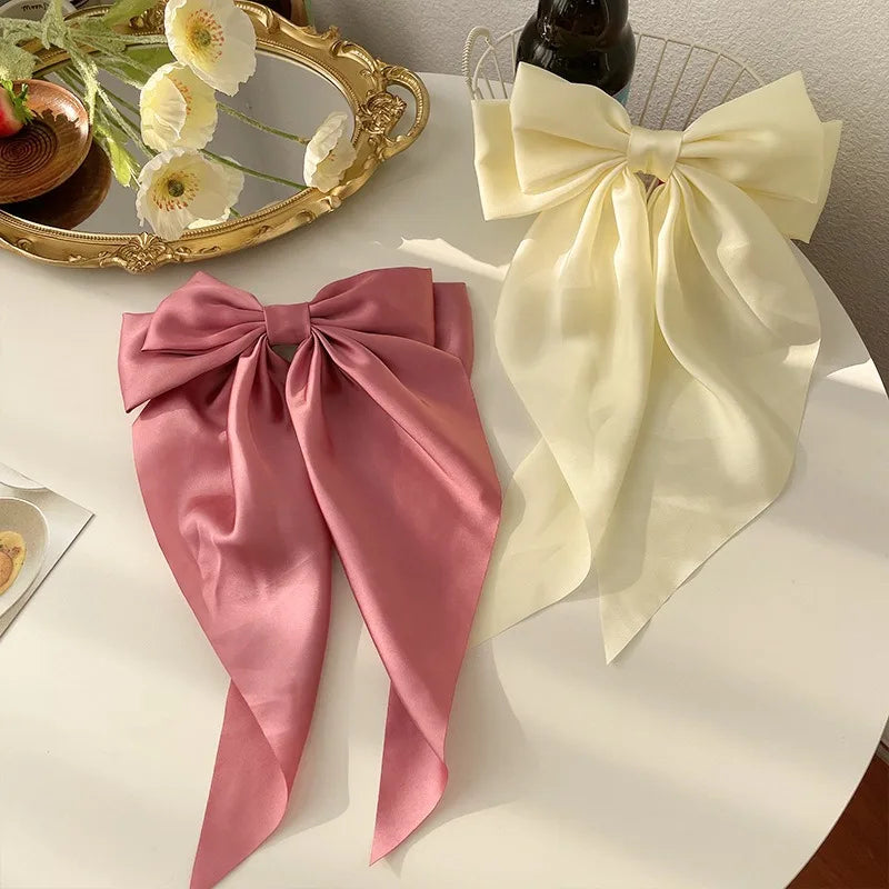 Solid Satin Bow Hair Clip