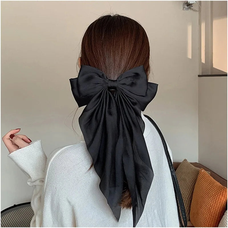 Solid Satin Bow Hair Clip