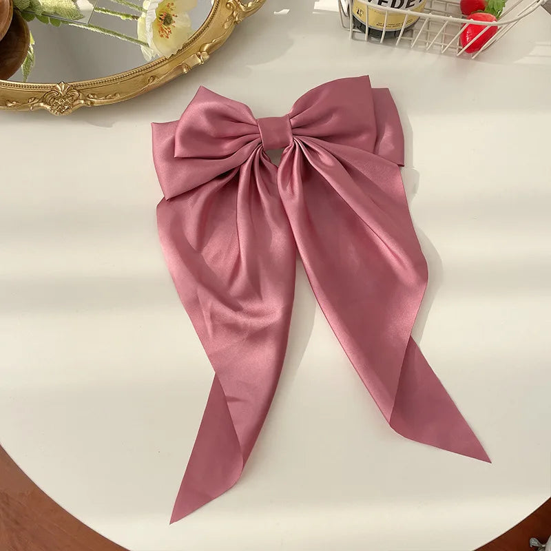 Solid Satin Bow Hair Clip