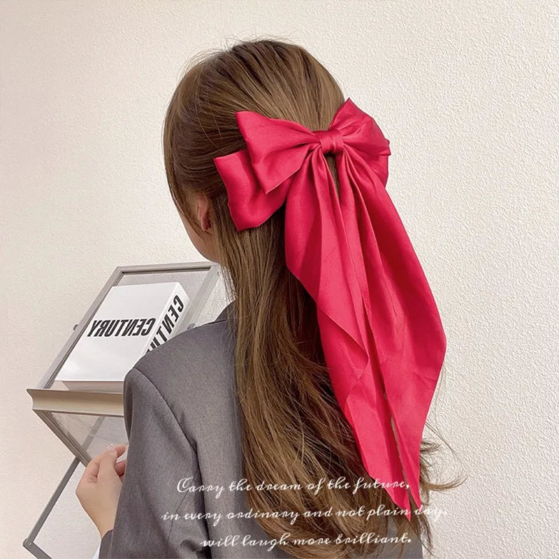 Solid Satin Bow Hair Clip