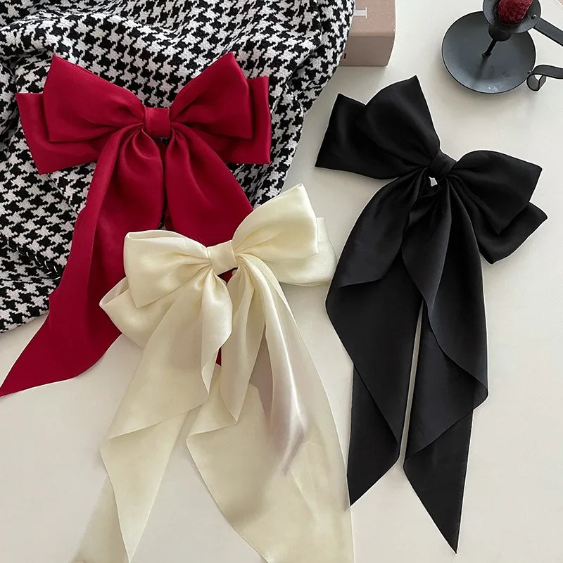 Solid Satin Bow Hair Clip
