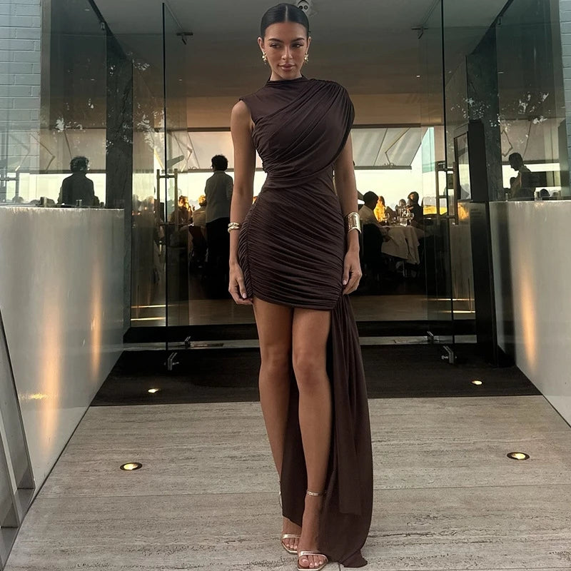 Draped Ruched Mini Dress
