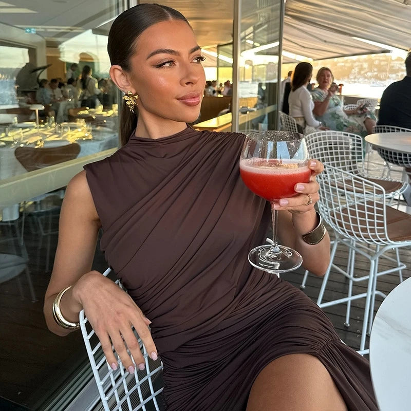 Draped Ruched Mini Dress