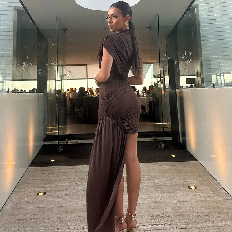 Draped Ruched Mini Dress