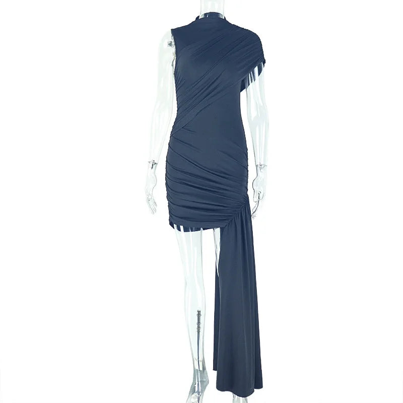 Draped Ruched Mini Dress