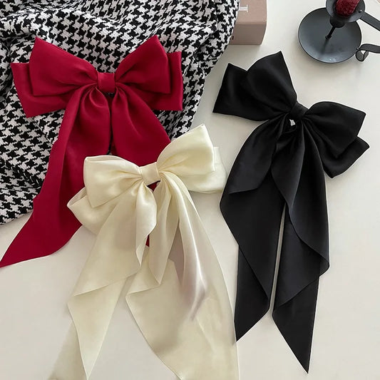 Solid Satin Bow Hair Clip