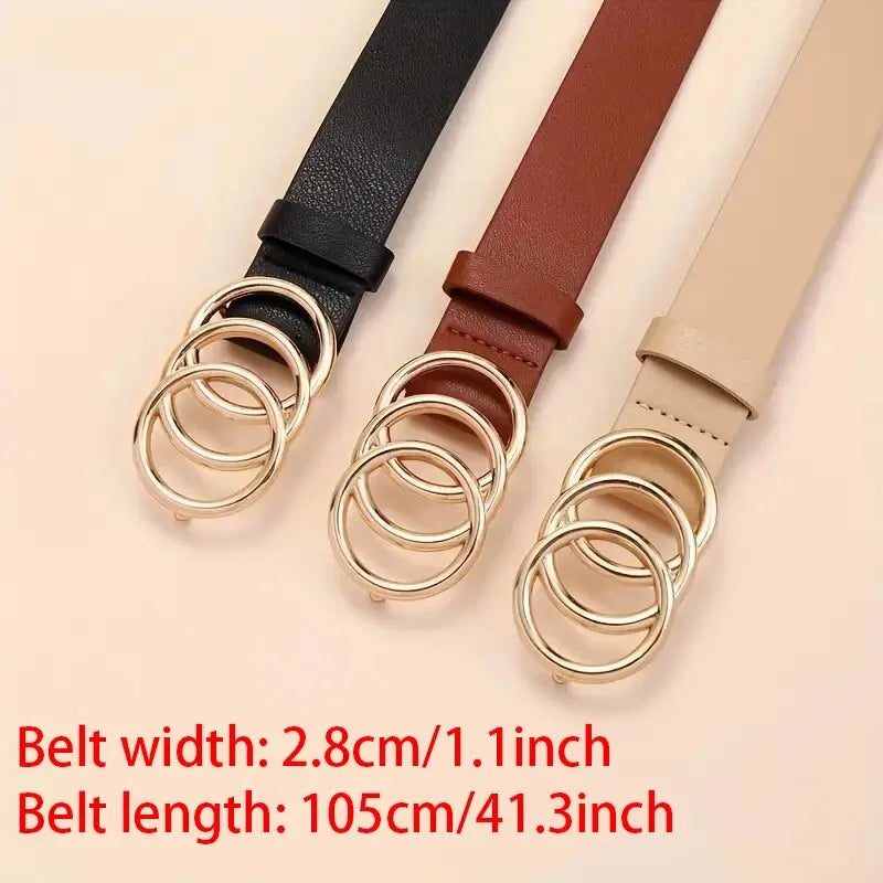 Triple Round Buckle Belt